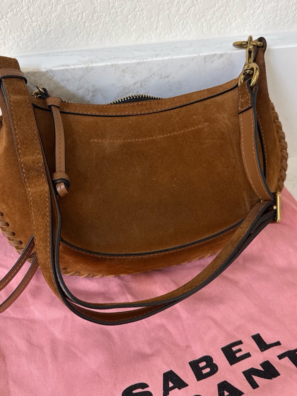 Isabel Marant Suede Oskan Moon Shoulder Bag in Brown - Picture 5 of 6